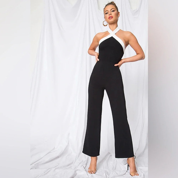 Superdown Laurien Cross Front Jumpsuit in Black Sz S - Picture 1 of 7